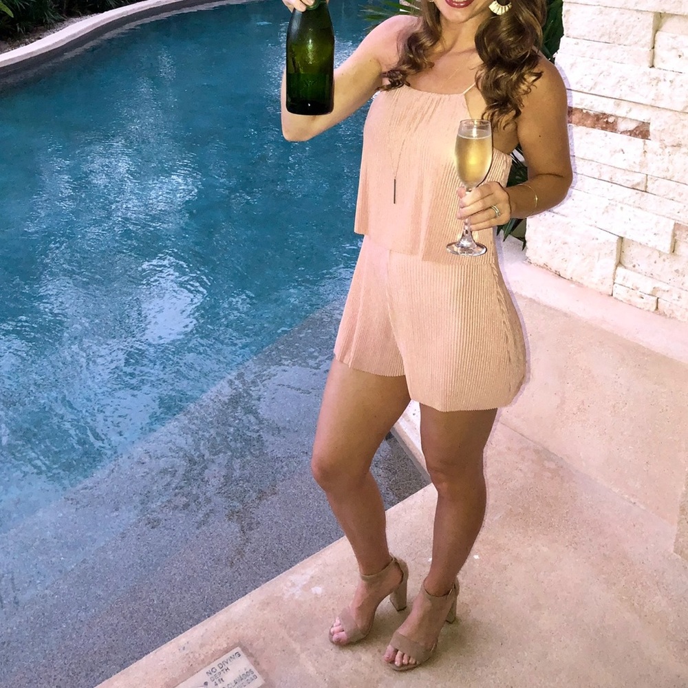 Blush pink pleated romper